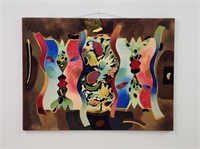 1989 R.Stephens Lauquered Wood Abstract Painting