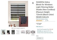 C6991 SHADESU Zebra Blinds for Windows W 64inch