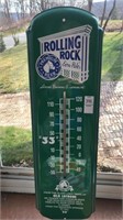 Rolling rock metal outdoor thermometer 28in h