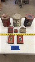 Vintage tins - Nesco matches tin, tobacco cans,