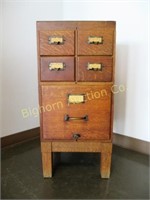 Antique Oak File Cabinet: 1 File Drawer & 4 Index