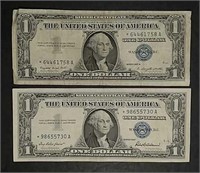 2  Series 1957  $1 Silver Certificates  Star - A