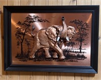 Framed Metal Elephant Artwork