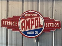 Embossed Tin Sign Ampol Service Station 840x380