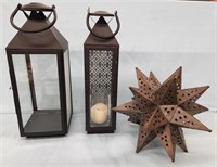 Metal Star w/Lights; Decorative Lanterns