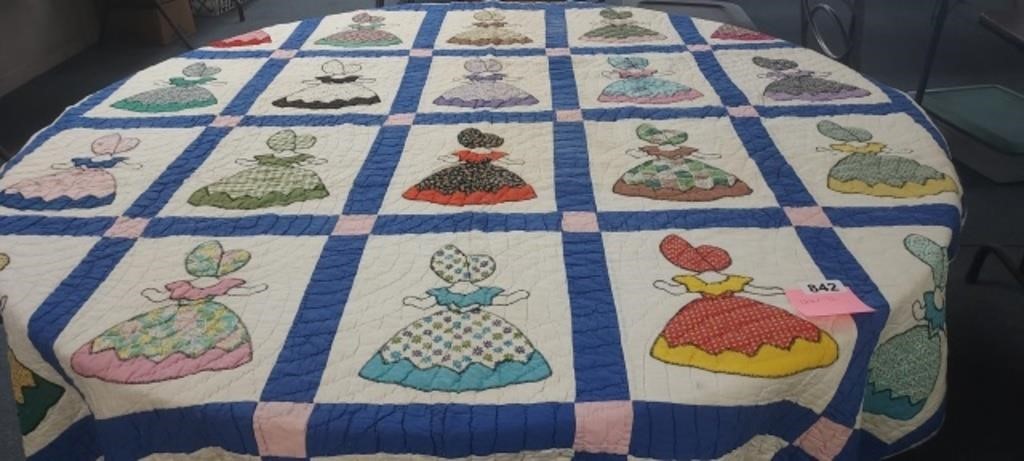 BEAUTIFUL QUILT 122" X 72" (AGE STAINS)