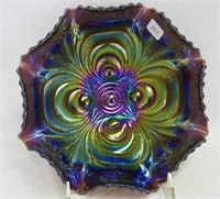 Scroll Embossed 8" ruffled bowl - purple