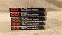5 Boxes CCI Sm Pistol Primers # 500