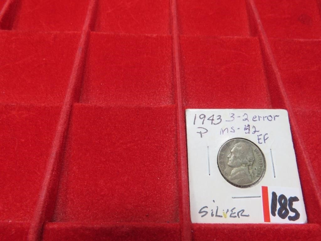 1943 Error Coin Silver Jefferson Nickel  3/2