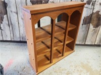 3 TIER WOOD COLLECTIBLES SHELF WITH MIRROR