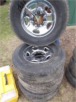 (4) Bridgestone LT245-75R-16 8 Bolt Rims & Tires