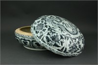 Chinese BW Ming Style Dragon Porcelain Box