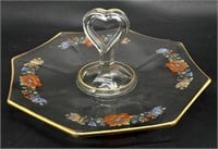 Heart-Shaped Handled Glass Serving Dish 8”