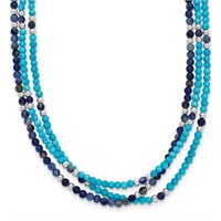 Silver Iolite Lapis Quartz Turquoise Necklace