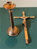 Brass Crucifix Adapting to Become a Candle Stick