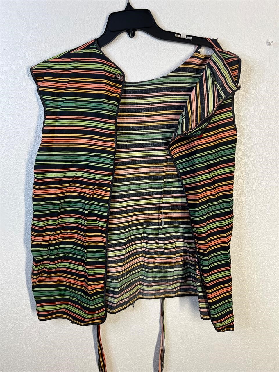 Vintage Striped Cinch Waist Vest