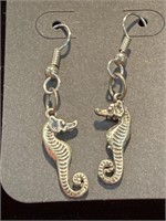 Seahorse Pierced Earrings. Measures 1 3/4 inches.