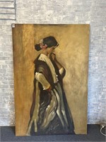 Large oil on board of girl