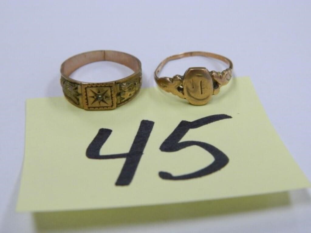 10kt Yellow Gold 3.7gr Vintage Rings, Size 5 3/4 &