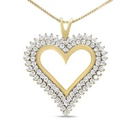 10k Gold-pl. 2.02ct Diamond Open Heart Necklace