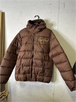 BROWN PUFFY HOODED COAT SIZE NO SIZE