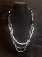 Smoky Quartz Cultured Pearl Necklace