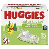 Huggies Natural Care Sensitive Baby Wipes, Unscen