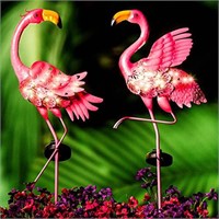 Joiedomi 2 Pack Pink Flamingo Garden Solar Lights,