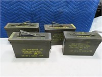 (4) 7.62size Metal Ammo Storage Cans 11"x4" 1of2