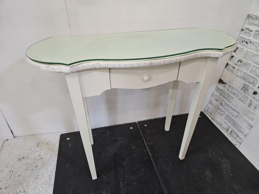 Vintage Vanity with Glass Top 37 x 14.5 x 31"