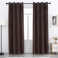 Brown Velvet Blackout Curtains 63 inches Long