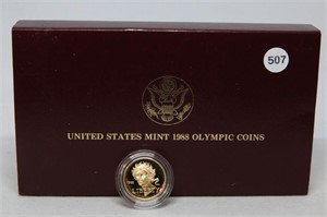 1988 Olympic Proof $5 Gold coin = 1/4 ounce gold