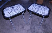 2 metal TV trays w/ Indian Chief television test