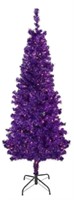 6 ft. Purple Pre-Lit Tinsel Artificial Tree