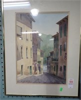 FRAMED W/C ITALIAN STREET BY JANET LOEB 20x16
