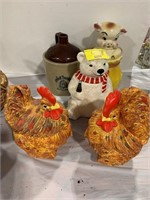 GROUP OF POTTERY COOKIE JARS
