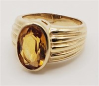 (H) 14kt Yellow Gold Natural Yellow Citrine Ring