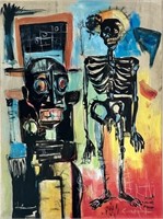 JEAN MICHEL BASQUIAT MIXED MEDIA ON PAPER