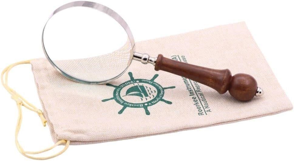 10x Antique Replica Wood Handheld Magnifying Glass