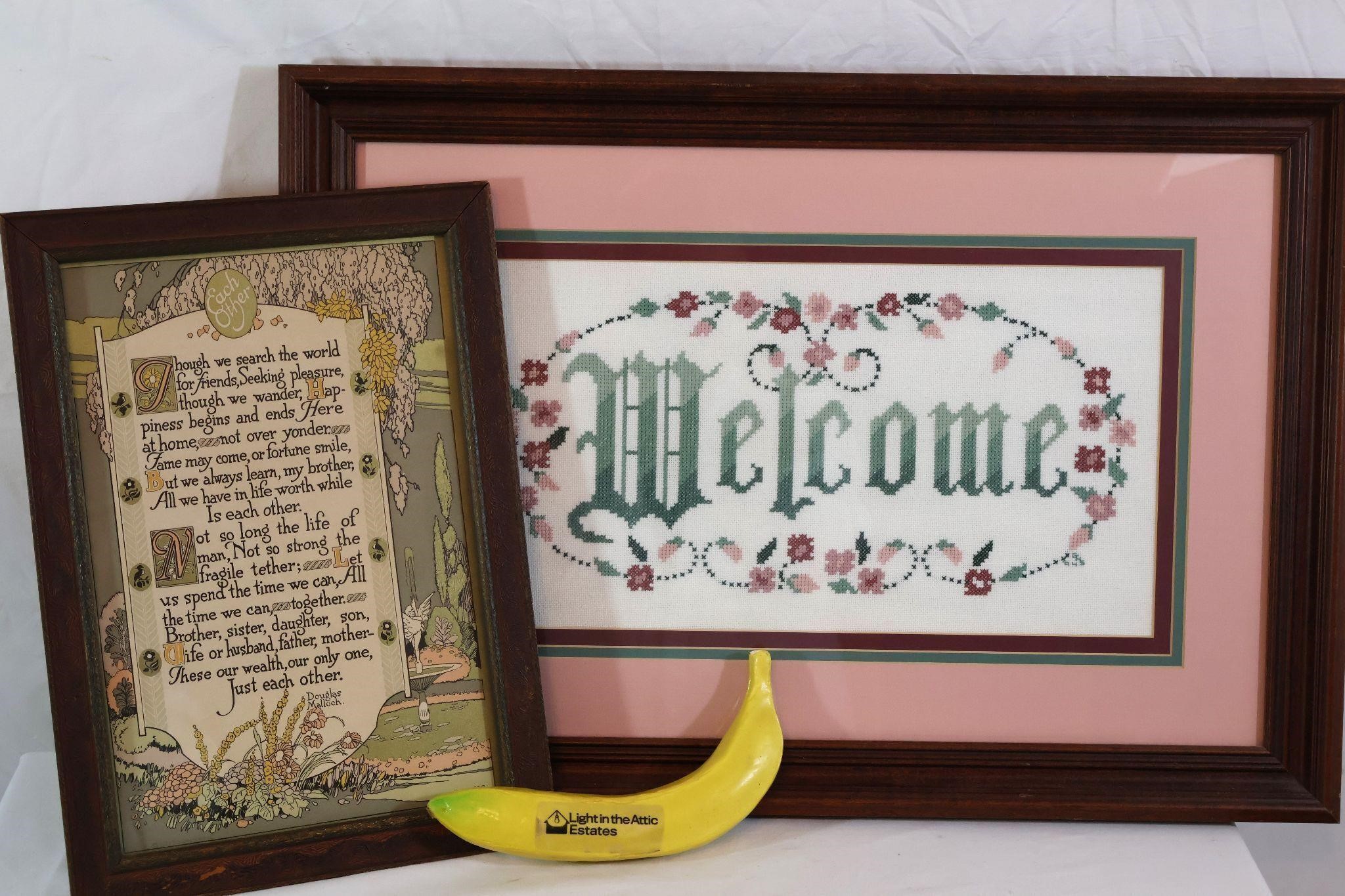 Needlepoint WELCOME and Malloch Art Poem