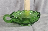 GREEN FOSTORIA COIN GLASS CANDY DISH