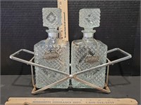 Vintage Gin And Bourbon Decanter Bottles With