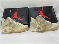 Two pairs of Air Jordans 4 Retro off-white