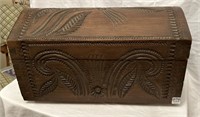 Beautiful carved wood trunk 25 x 11.5 x 10.5"