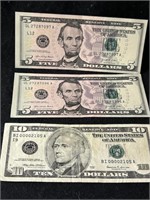 $10 and $5.00's