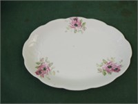 Vintage serving plate with pink flowers