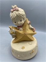 Vintage wind up music statue little girl with