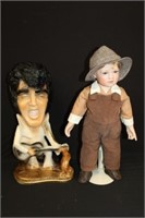 2pc Young Elvis Doll 19" & Chalk Statue of Elvis