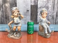 Pair of ceramic sailor figurines - signed