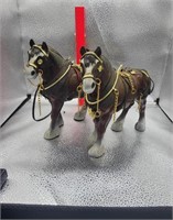 2 Vintage Justen Blue Ribbon Toy Clydesdale Horses